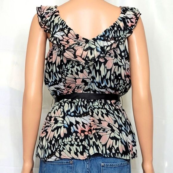 Y2K FASHION: 2B Bebe Abstract Print Blouse, Sz. Small - Picture 2 of 7